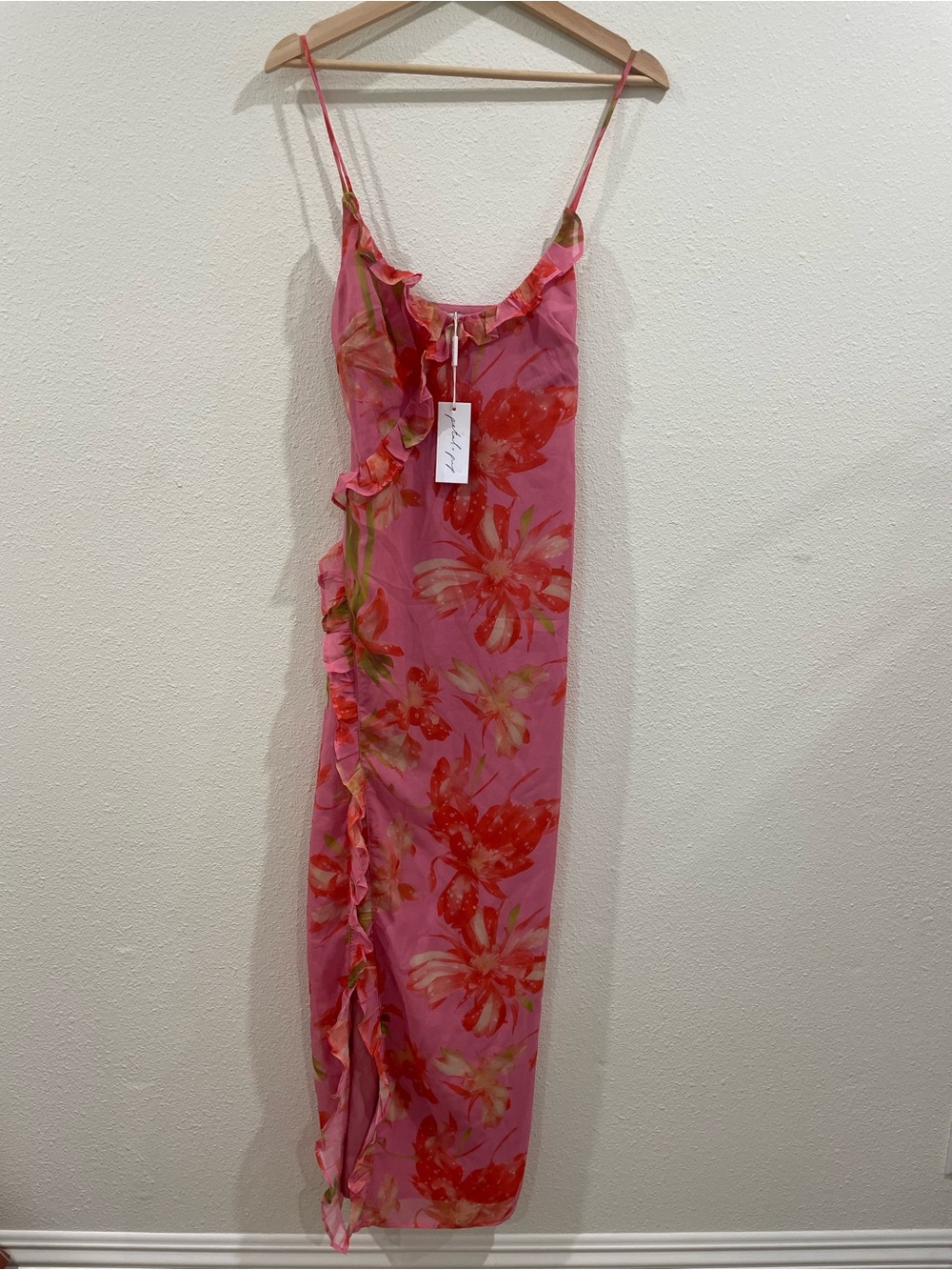 Petal and Pup Charli Pink Floral Tropical Print Slip Midi Dress NWT XS - Picture 7 of 15